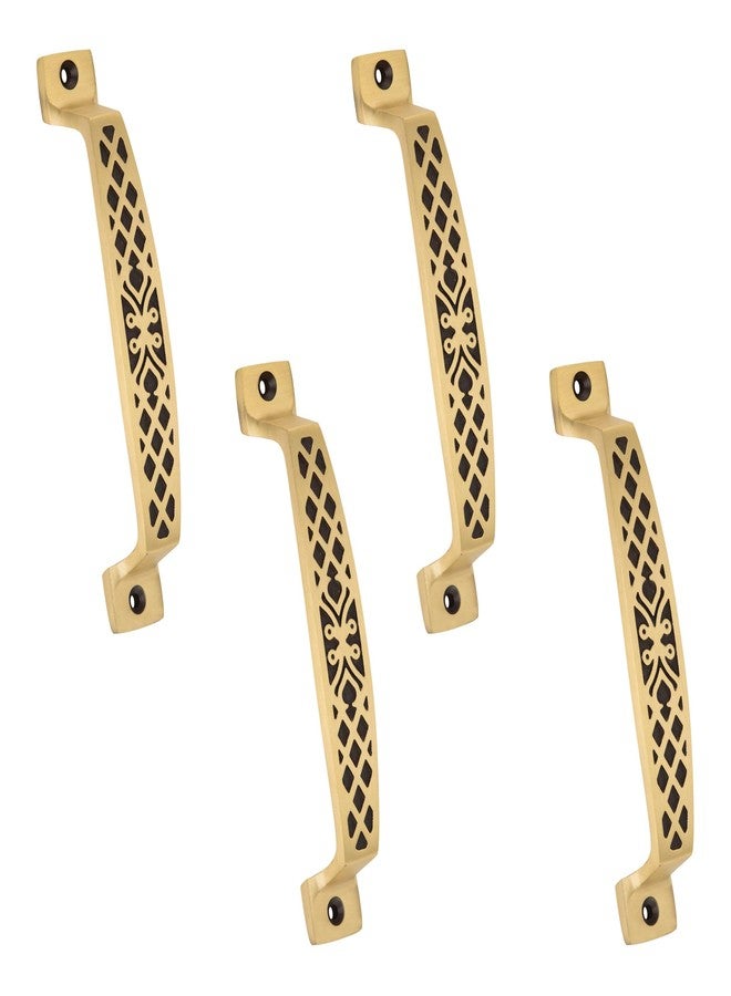 كومباس مقبض خزانة نحاسي بالكامل من كومباس | مناسب لجميع أبواب المنازل والمكاتب والفنادق | المقاس: 6 بوصات، تصميم ماسي، تشطيب عتيق | عبوة من 4 قطع - Image 1